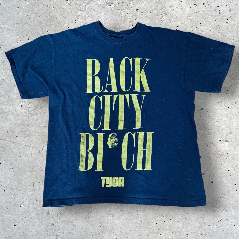 Tyga Rack City Bich Graphic Rap Tee T Shirt Mens Medium Blue YMCMB
